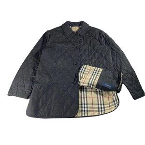 Vintage Burberry Black Quilted Coat Size Large